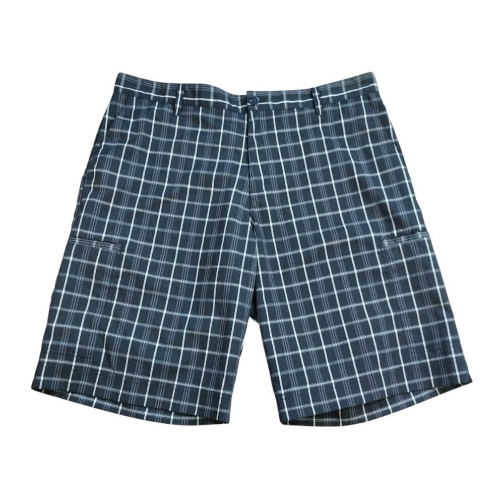 Adidas Golf Plaid Shorts Mens 36 Black White Stretch Performance.
